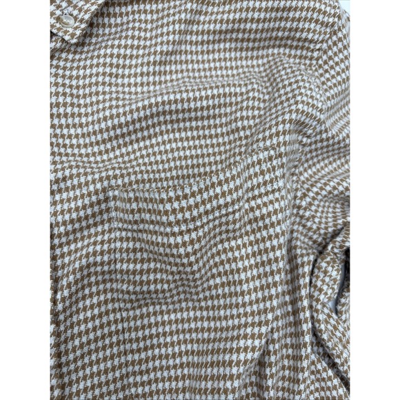 Banana Republic Untucked Fit Mens Long Sleeve Shirt Brown Houndstooth Size XL - Picture 5 of 12